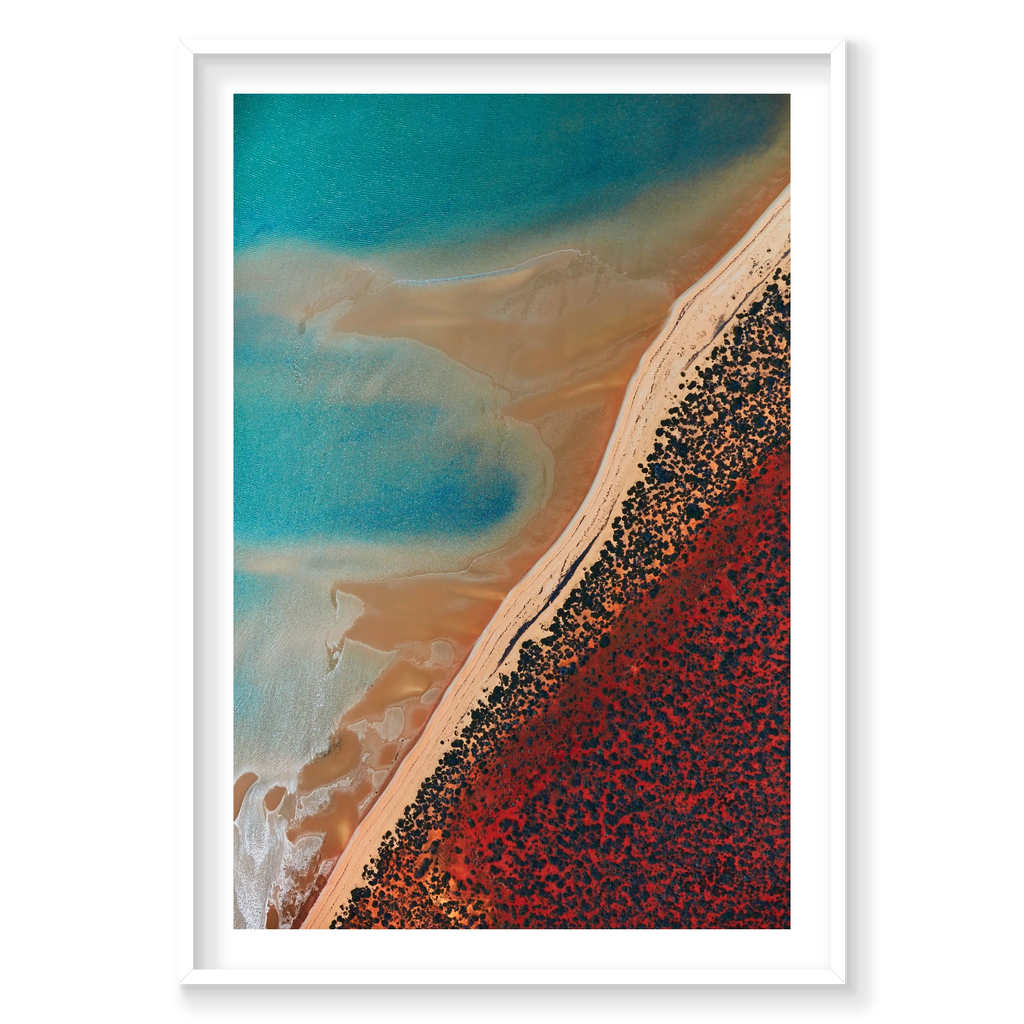 Shallow Water, Shark Bay, Vertical Print, white Victorian Ash frame