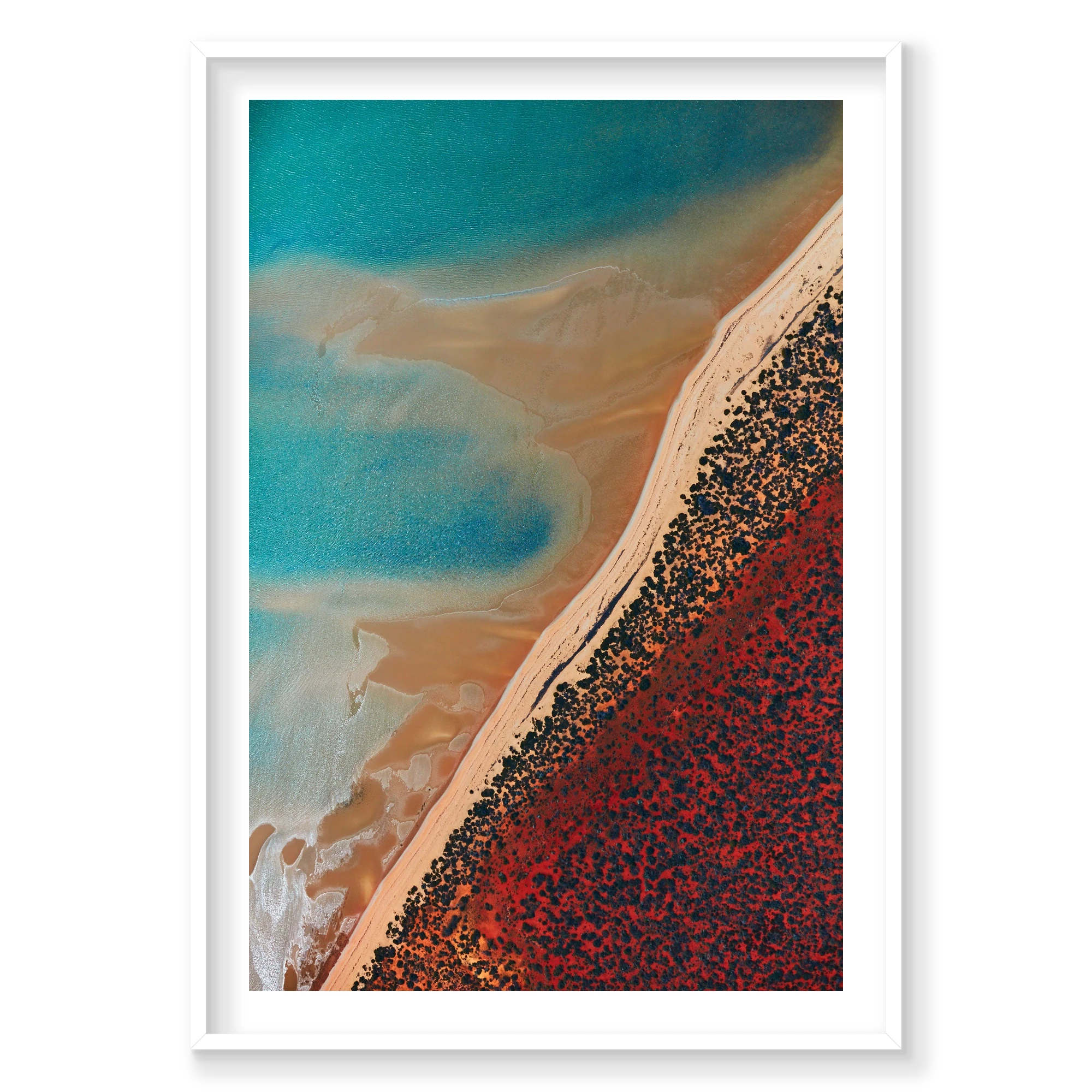 Shallow Water, Shark Bay, Vertical Print, white Victorian Ash frame