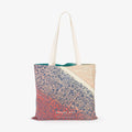Shark Bay aerial view with red and teal water patterns, canvas tote bag by Remy Gerega
