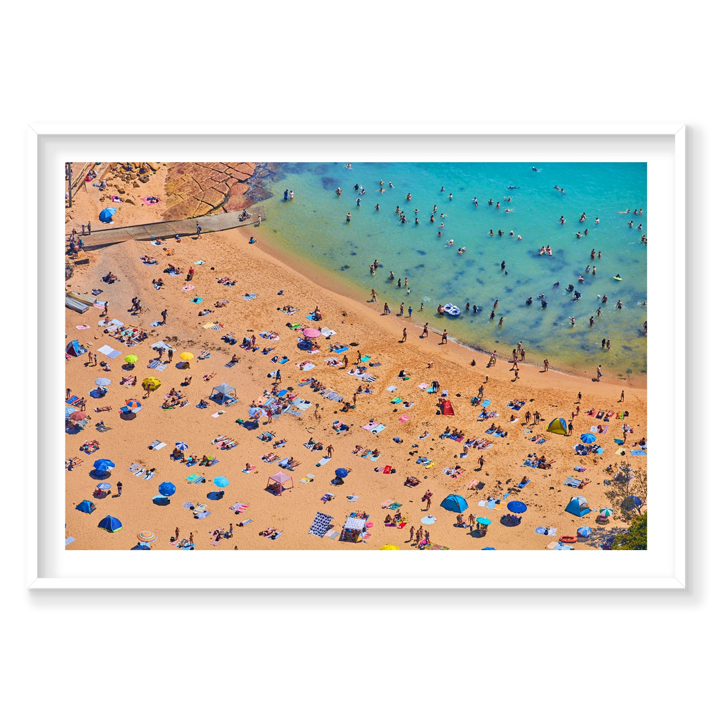 Shelly Beach, Horizontal Print, white Victorian Ash frame
