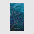 Aerial view of Shelly Beach NSW showing turquoise water and rocky reef formations from above, quick-dry beach towel by Remy Gerega