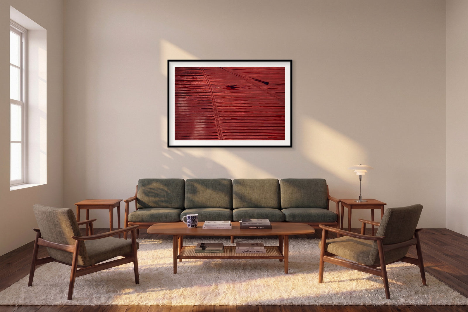 Stained, Western Australia, Horizontal Print shown framed in a living room