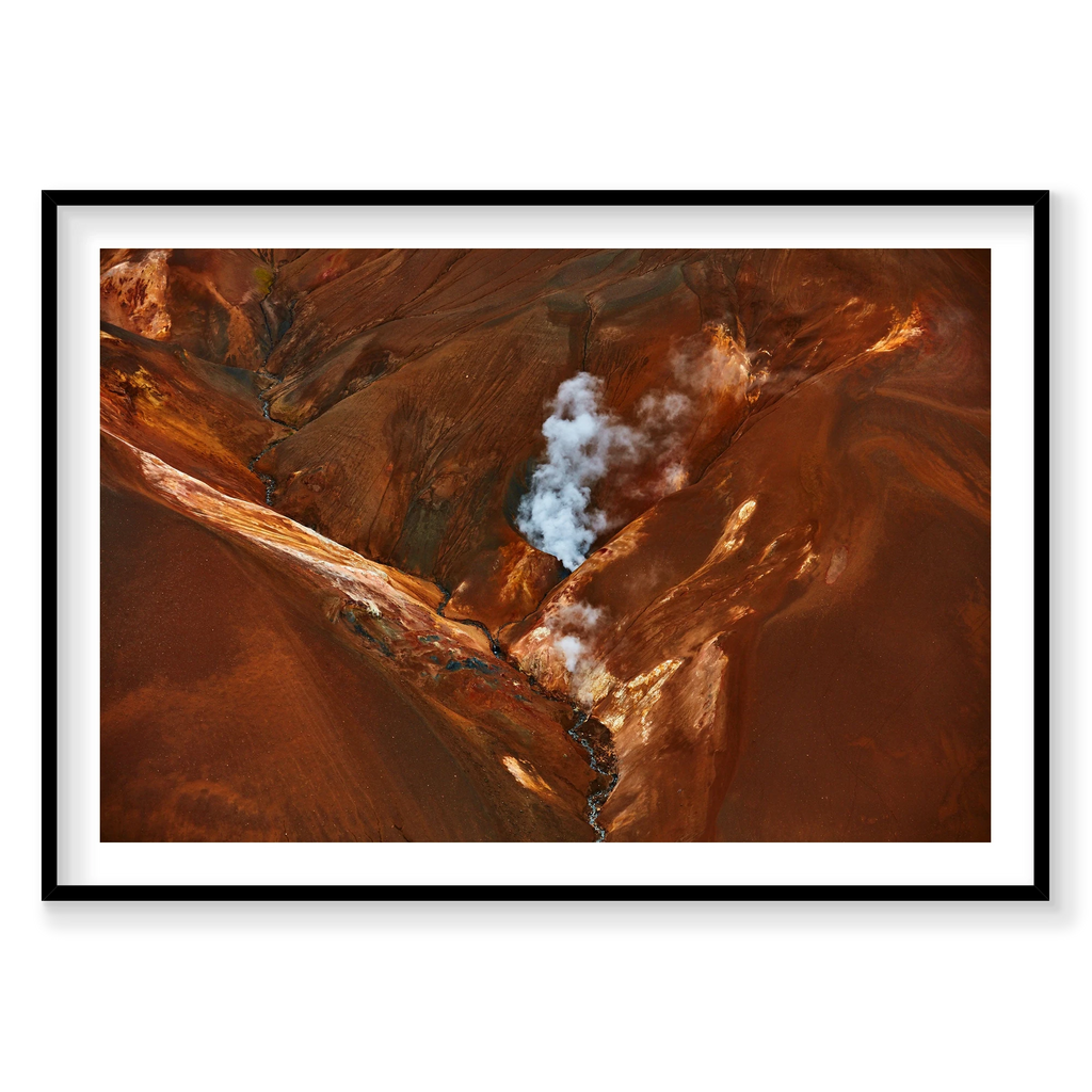 Steam, Iceland, Horizontal Print, black Victorian Ash frame
