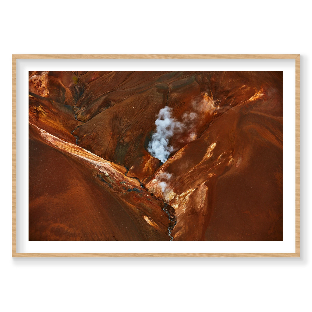 Steam, Iceland, Horizontal Print, natural Victorian Ash frame