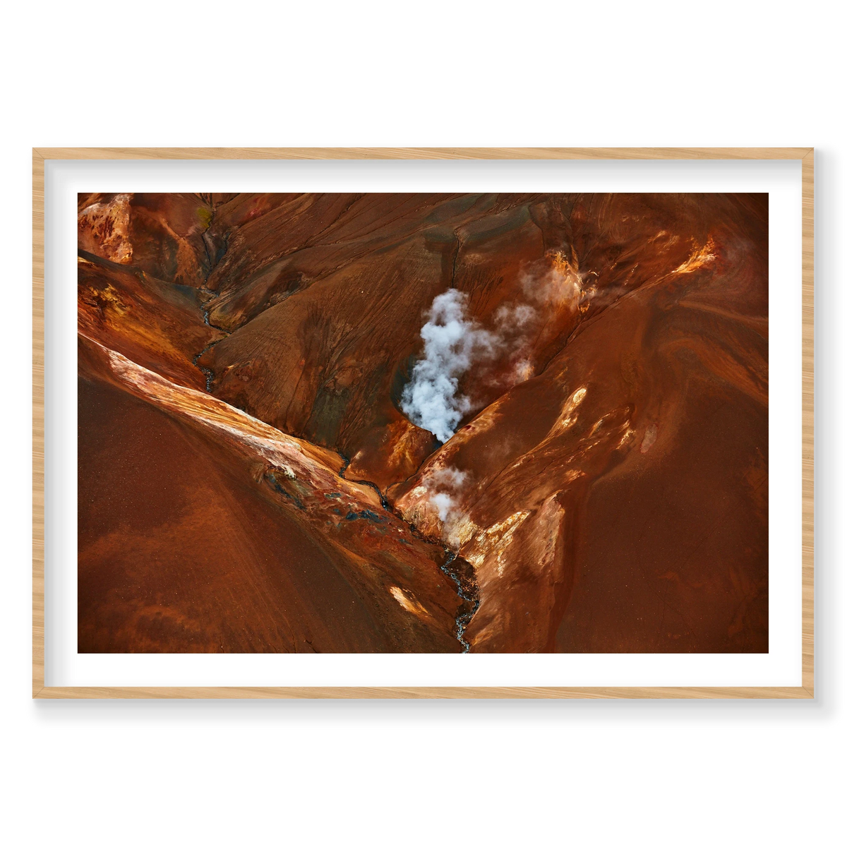 Steam, Iceland, Horizontal Print, natural Victorian Ash frame