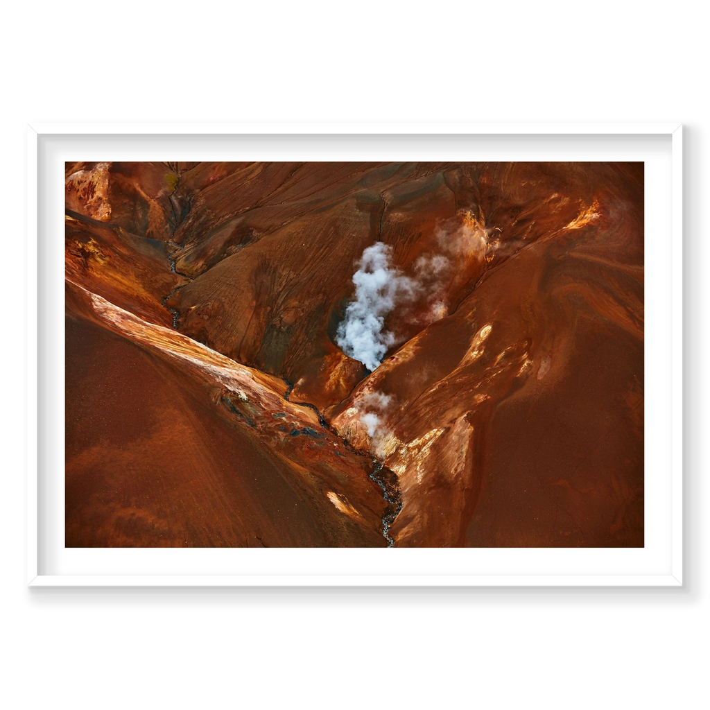 Steam, Iceland, Horizontal Print, white Victorian Ash frame