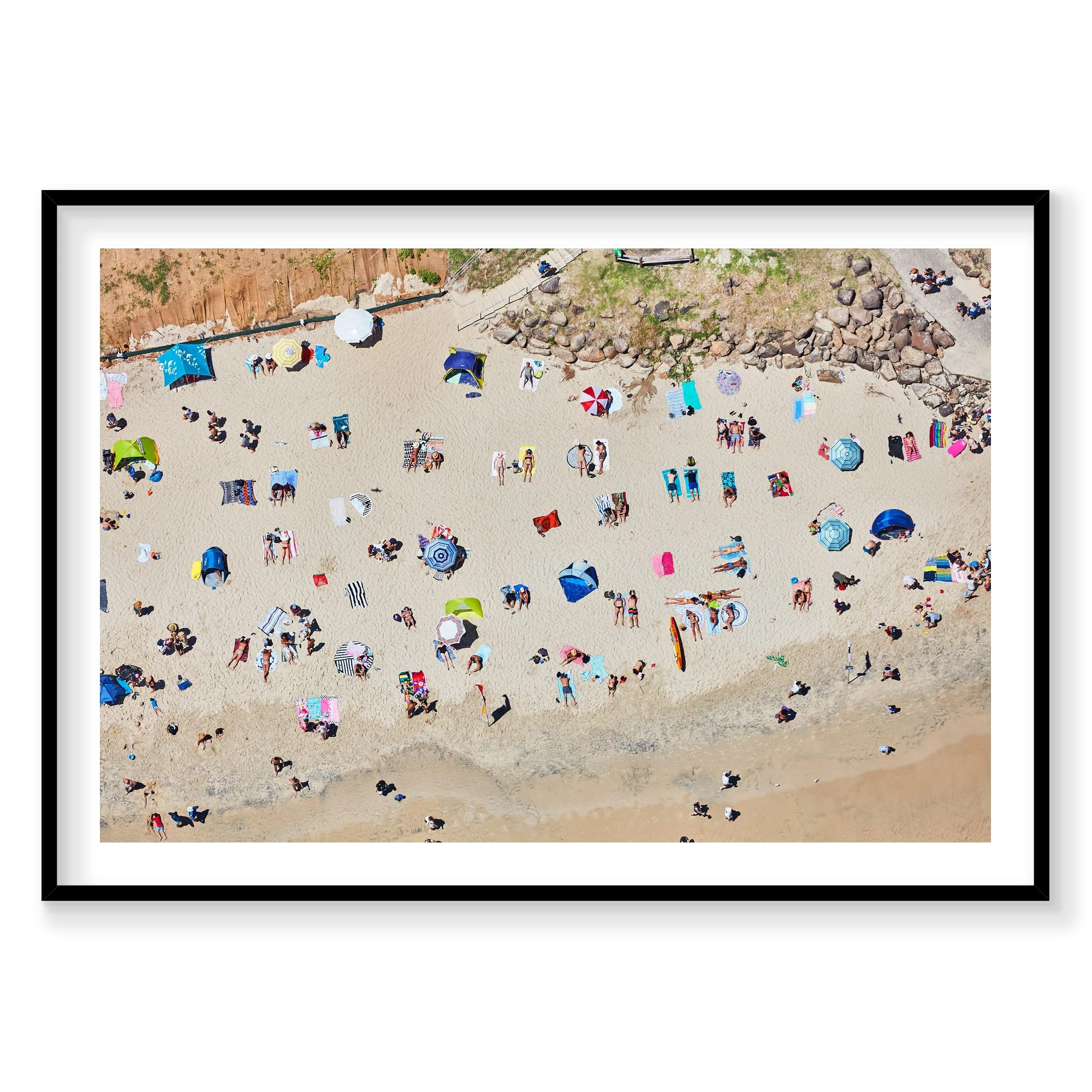 Sunbathers, Byron Bay, Horizontal Print, black Victorian Ash frame