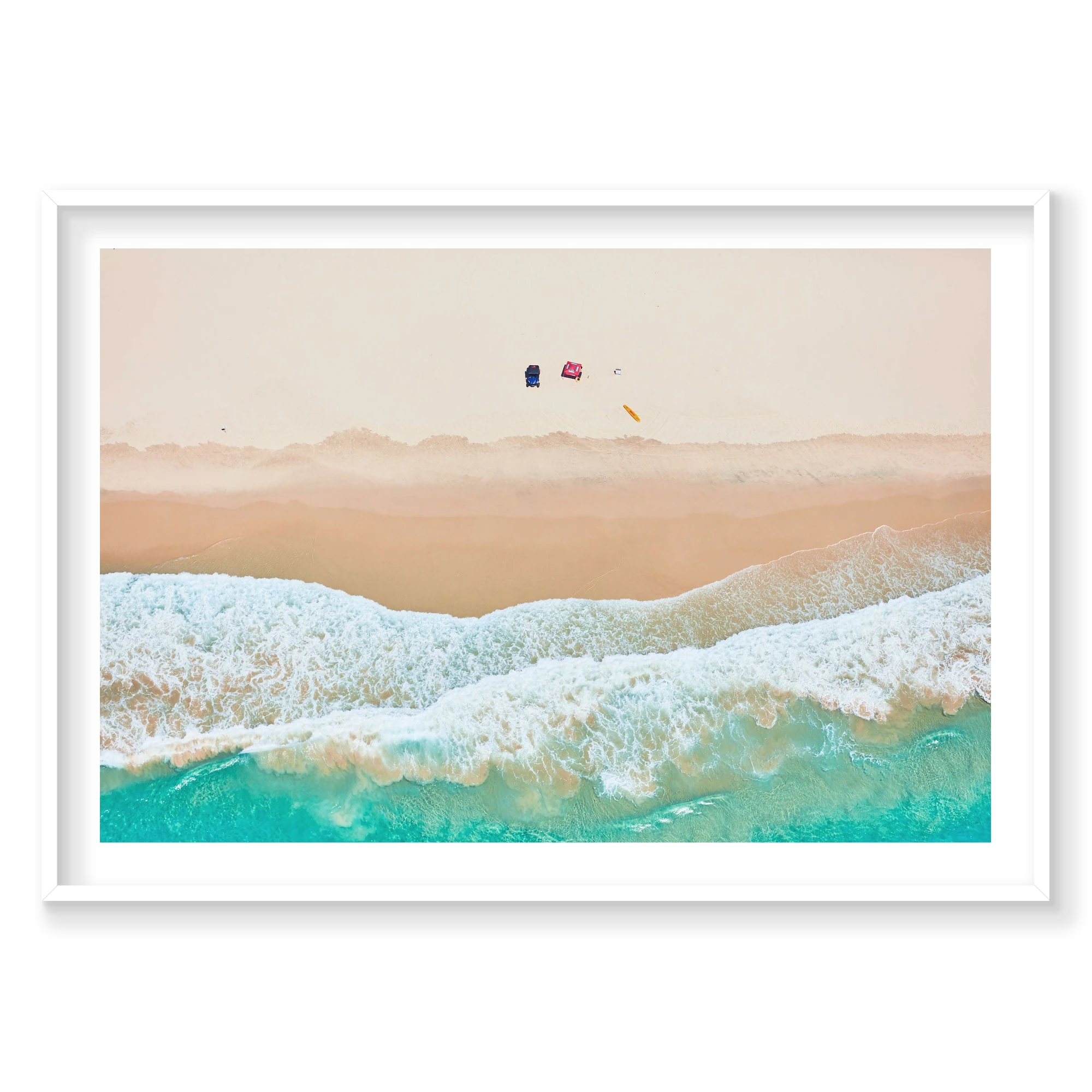 Surf Rescue, Byron Bay, Horizontal Print, white Victorian Ash frame