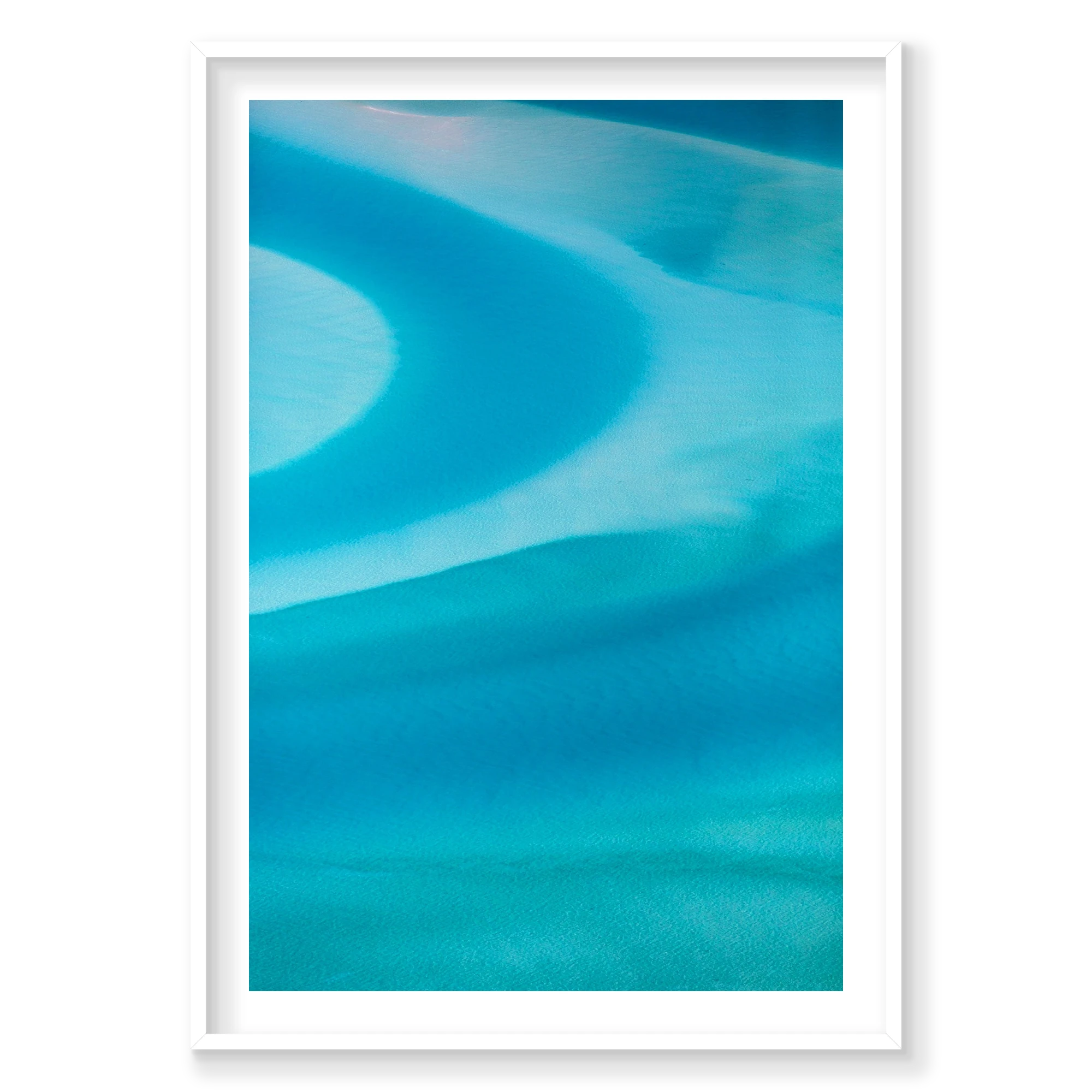 Swirls, Whitehaven Beach, Vertical Print, white Victorian Ash frame