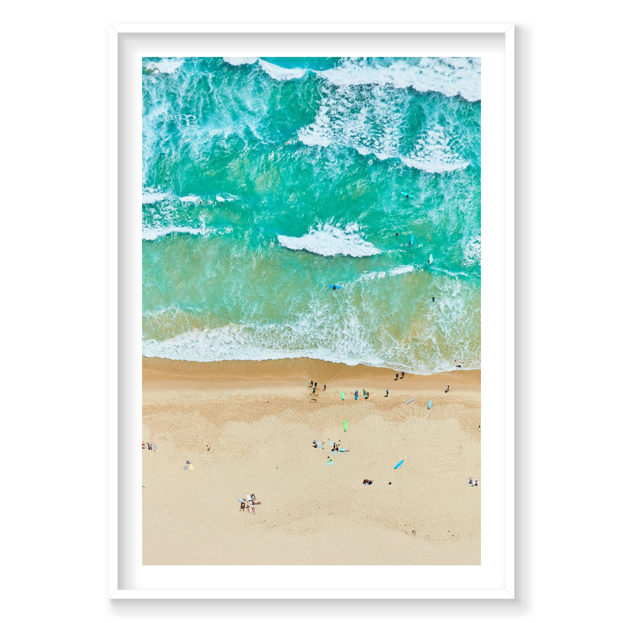 Tallow Beach, Byron Bay, Vertical Print, white Victorian Ash frame