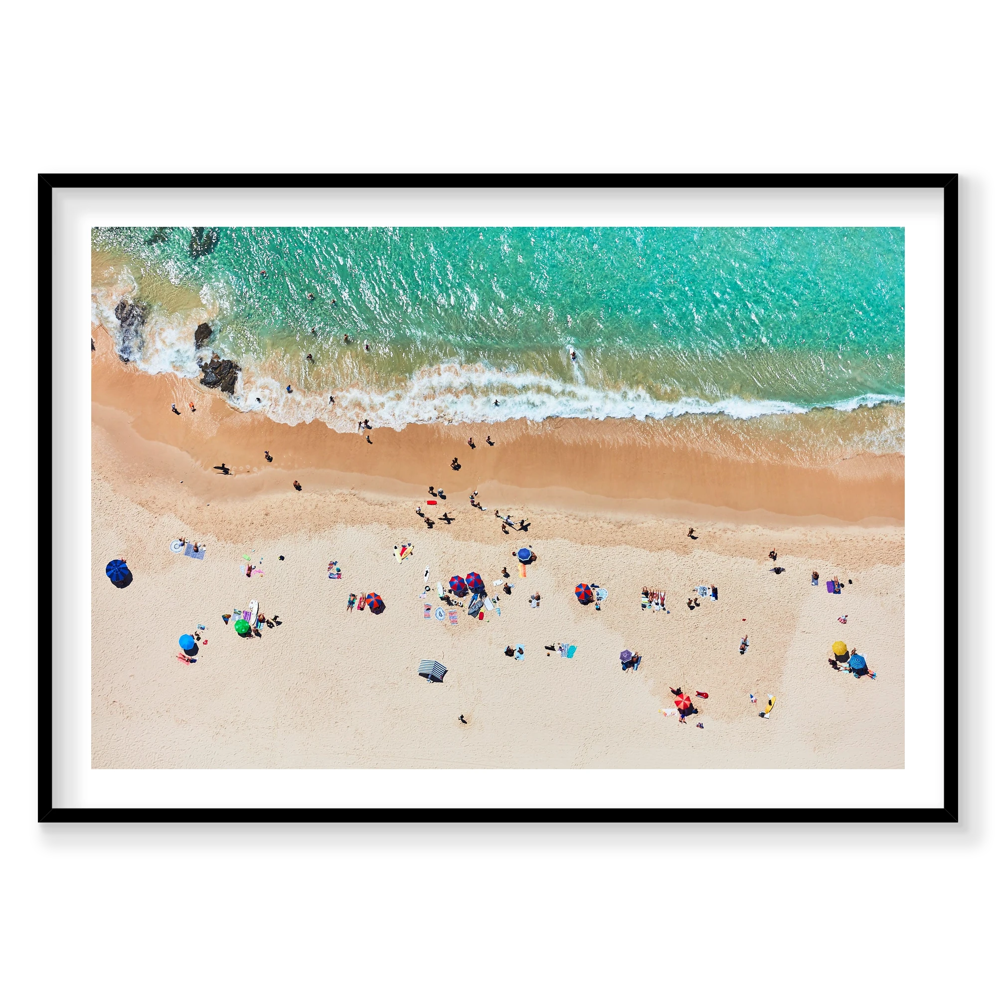Tallows Beach, Byron Bay, Horizontal Print, black Victorian Ash frame