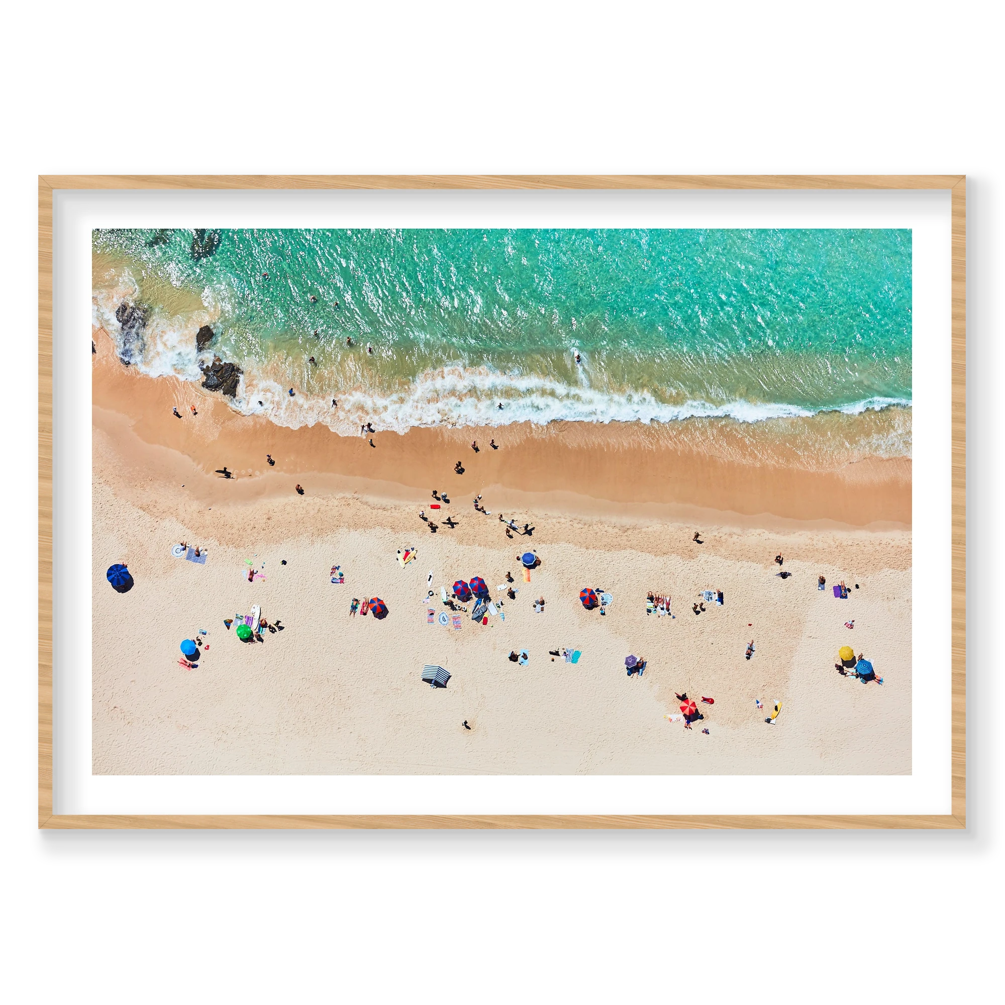 Tallows Beach, Byron Bay, Horizontal Print, natural Victorian Ash frame
