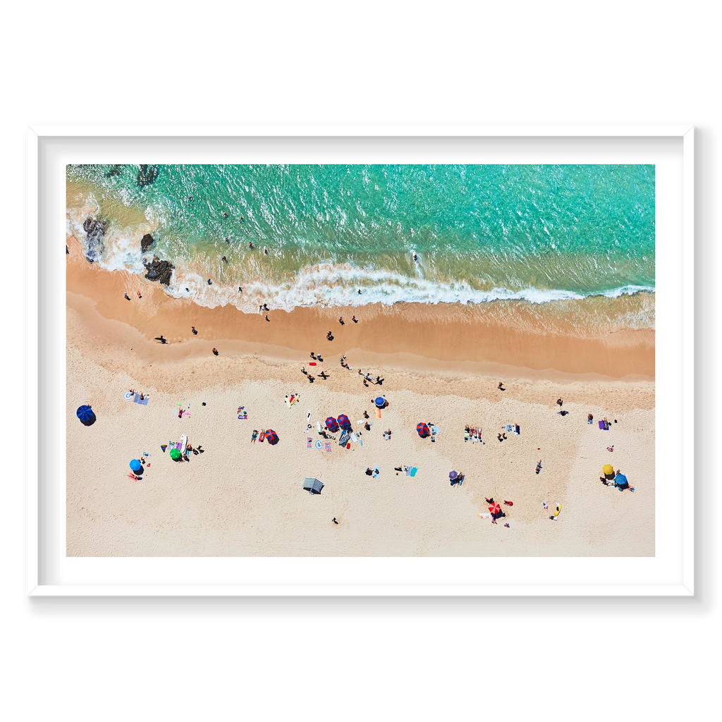 Tallows Beach, Byron Bay, Horizontal Print, white Victorian Ash frame