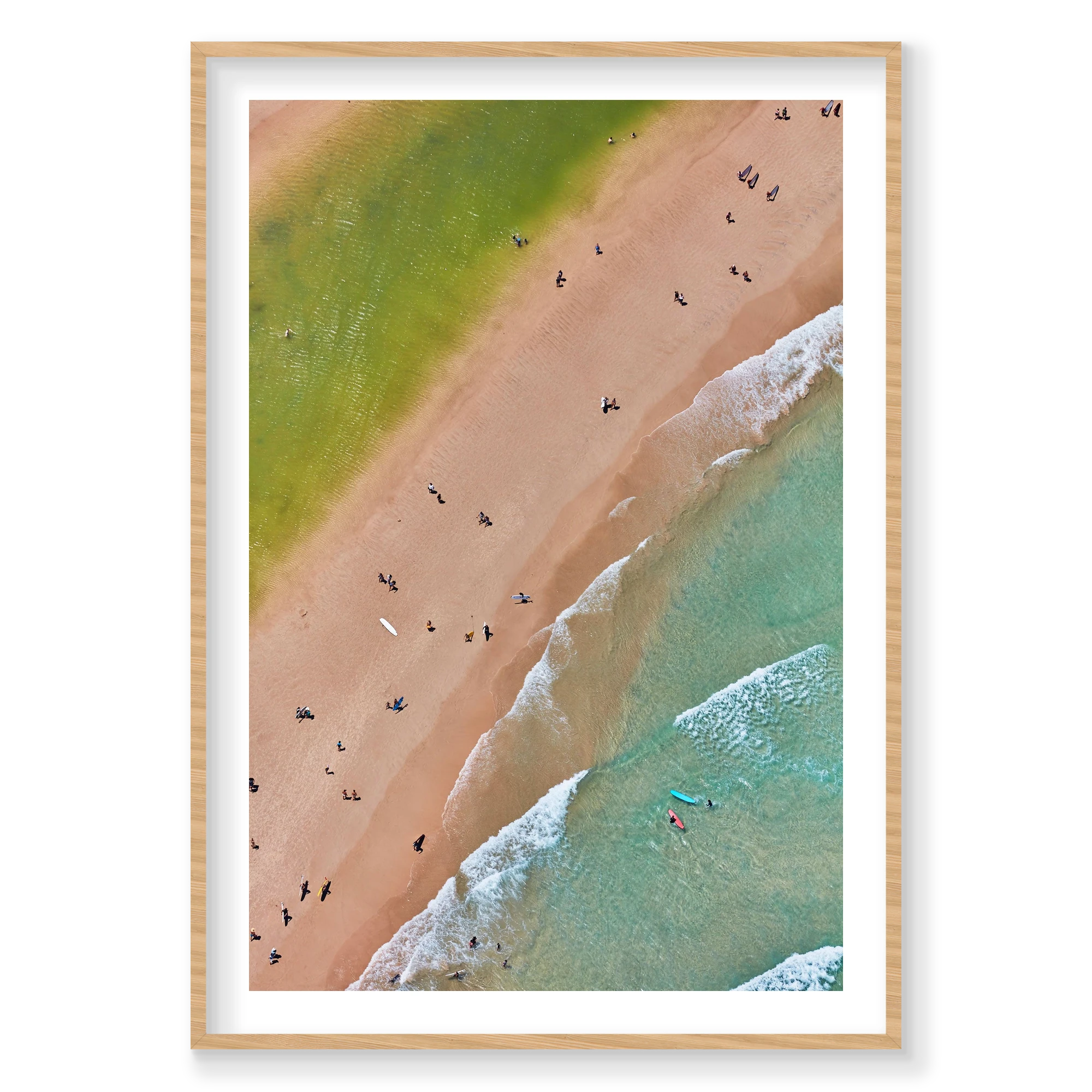 The Pass, Byron Bay, Vertical Print, natural Victorian Ash frame