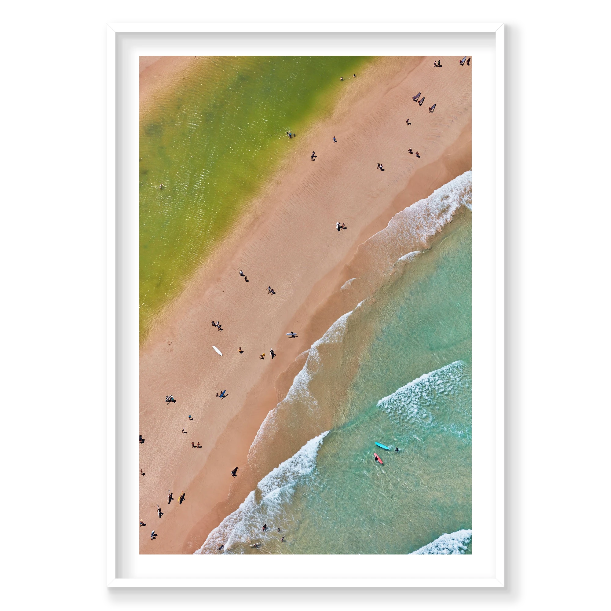 The Pass, Byron Bay, Vertical Print, white Victorian Ash frame