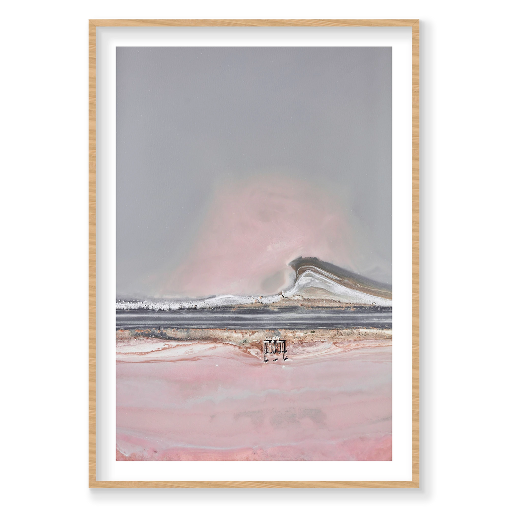 Pastel Wave, Great Salt Lake, Portrait Print, natural Victorian Ash frame