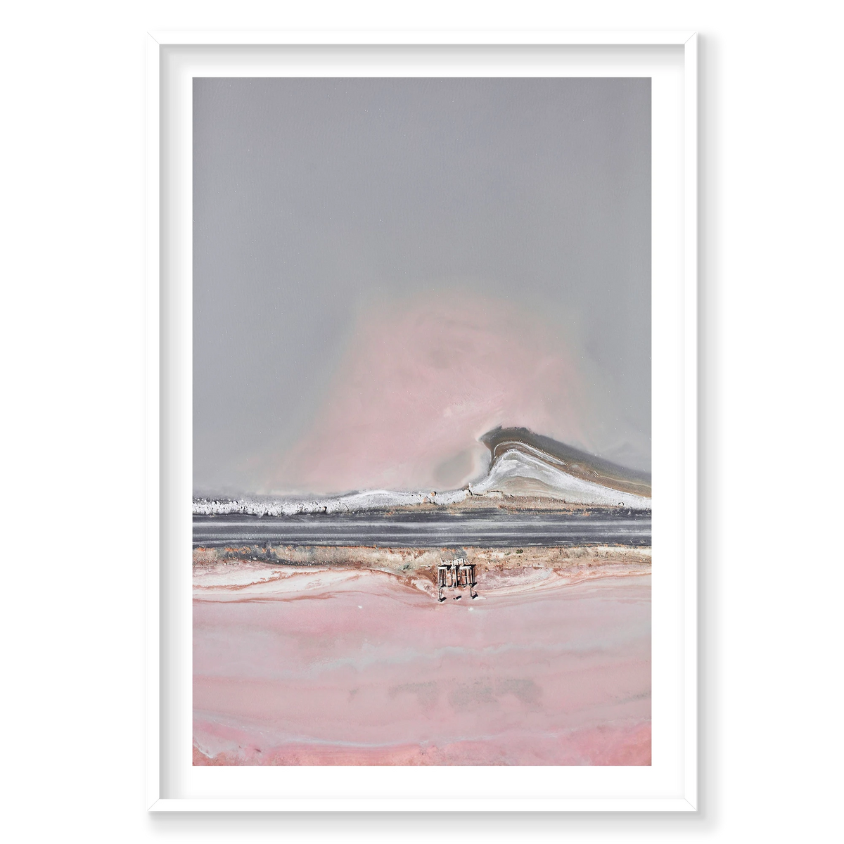 Pastel Wave, Great Salt Lake, Portrait Print, white Victorian Ash frame