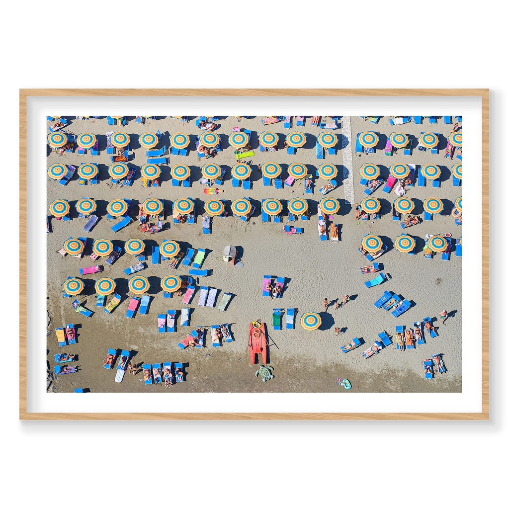 Tuscan Umbrellas, Italy, Horizontal Print, natural Victorian Ash frame