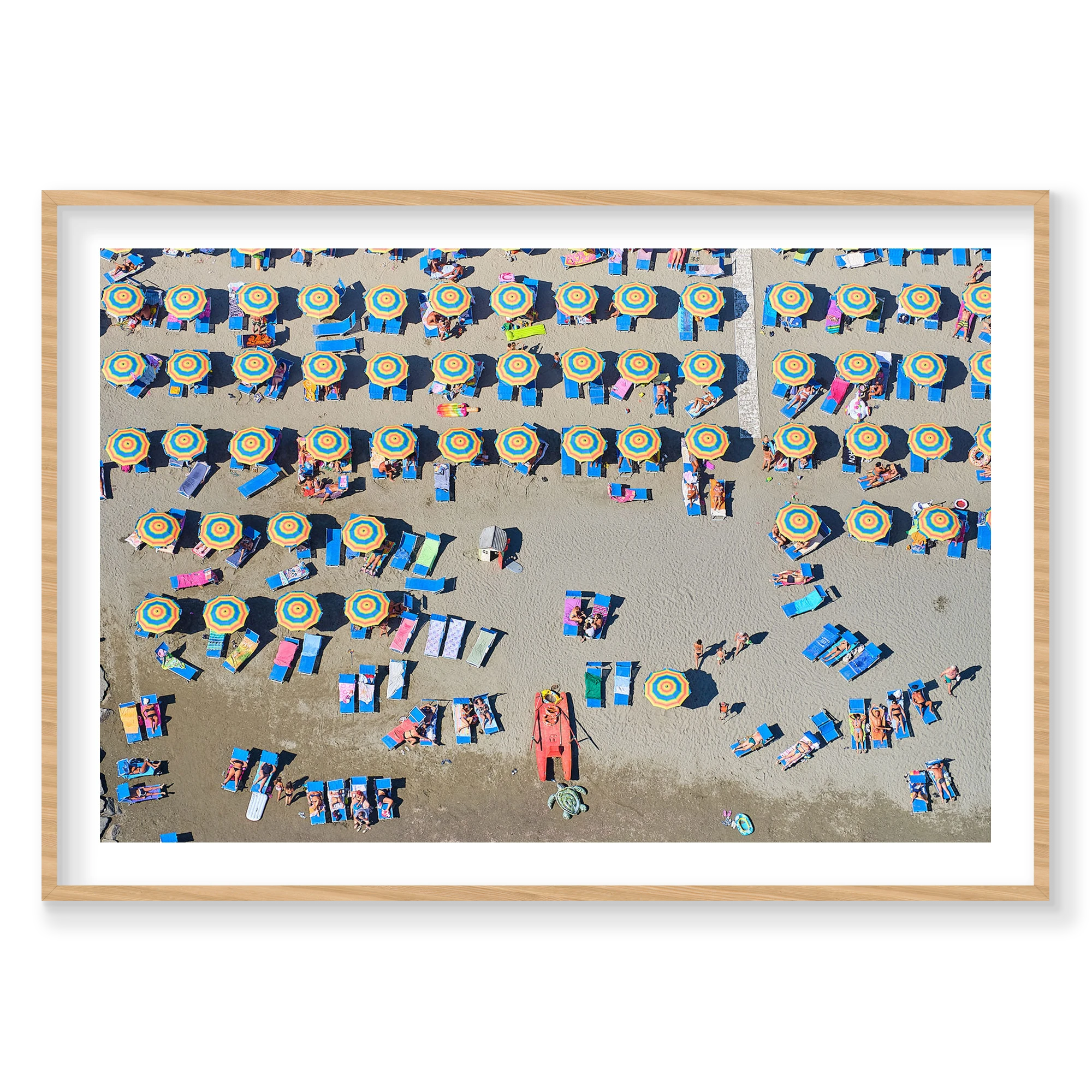 Tuscan Umbrellas, Italy, Horizontal Print, natural Victorian Ash frame