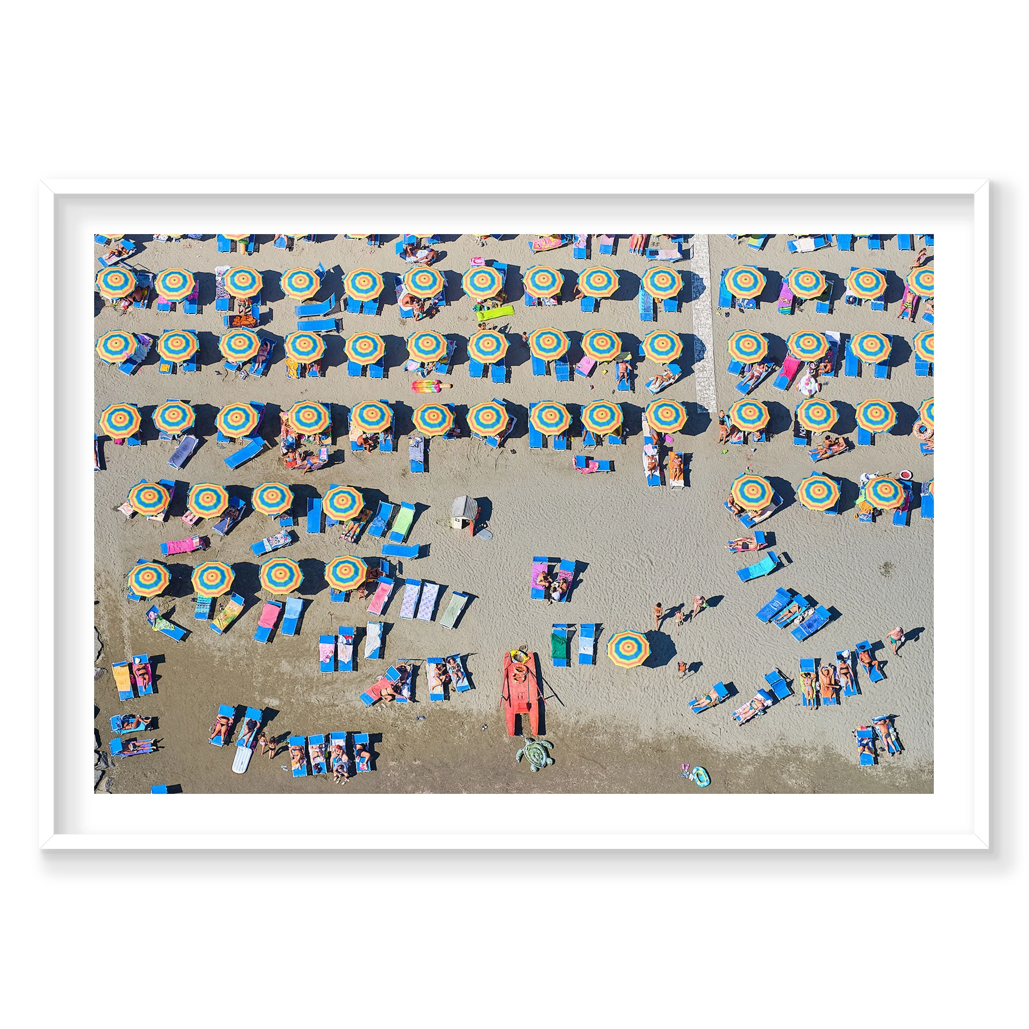 Tuscan Umbrellas, Italy, Horizontal Print, white Victorian Ash frame