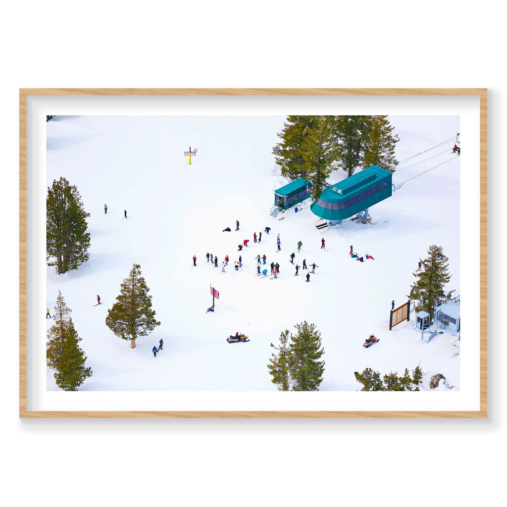 Chairlift, Lake Tahoe, Horizontal Print, natural Victorian Ash frame