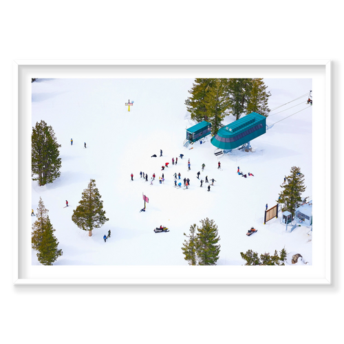 Chairlift, Lake Tahoe, Horizontal Print, white Victorian Ash frame