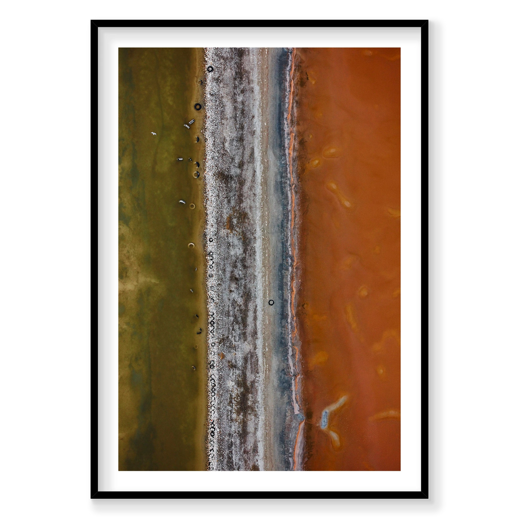 Tyre Pit, Great Salt Lake, Portrait Print, black Victorian Ash frame