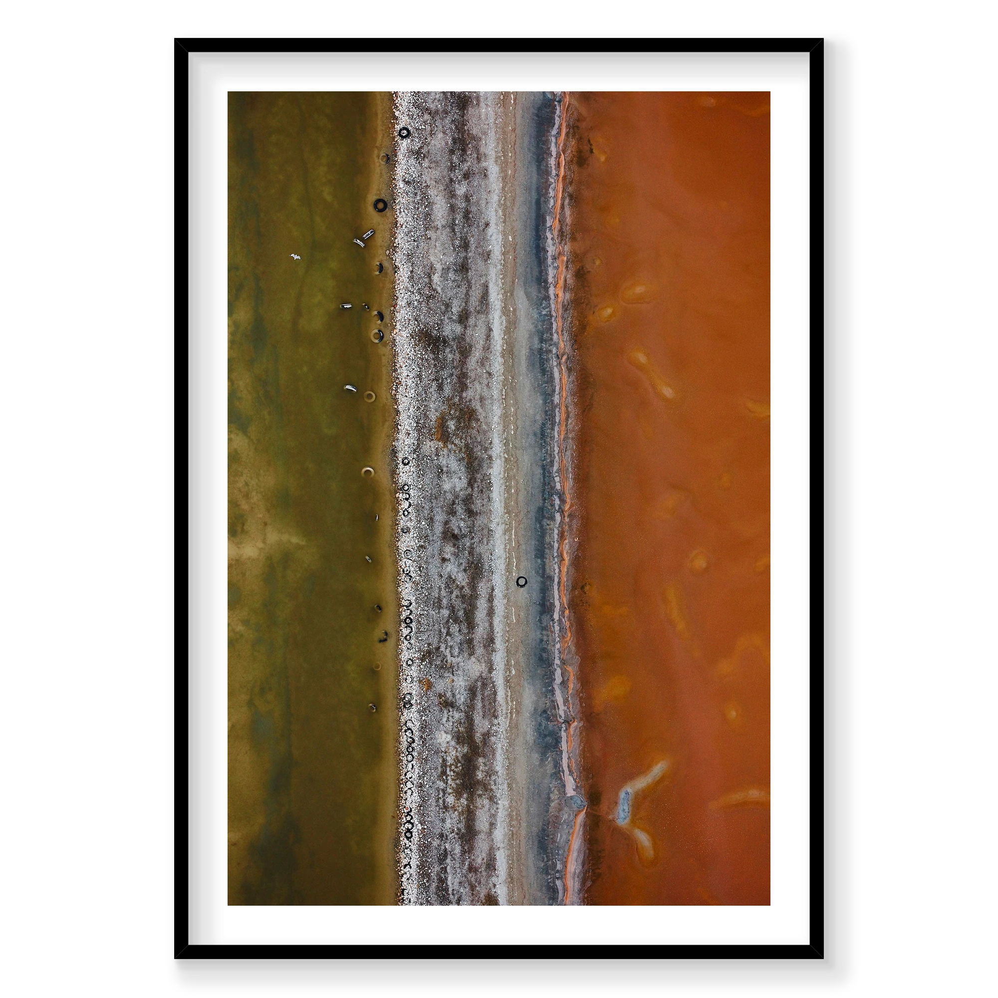 Tyre Pit, Great Salt Lake, Portrait Print, black Victorian Ash frame
