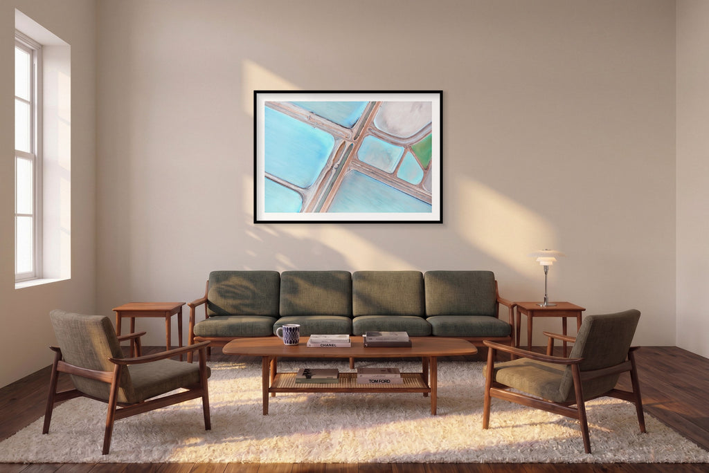 Mantis, Horizontal Print shown framed in a living room