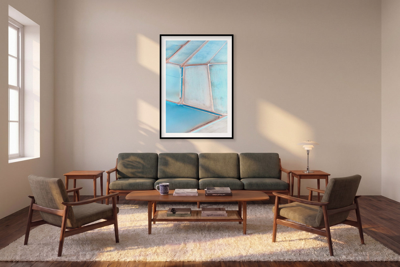 Crystal Palette, Useless Loop, Vertical Print shown framed in a living room