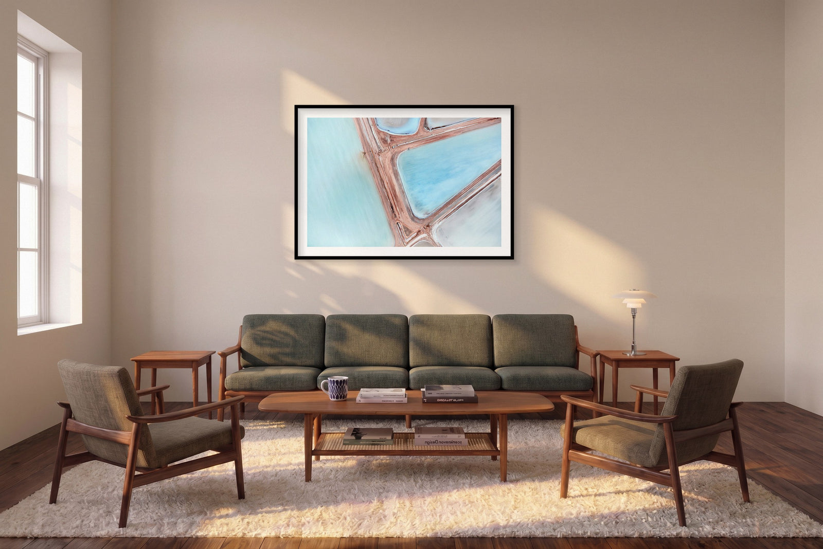 Pastel, Useless Loop, Horizontal Print shown framed in a living room