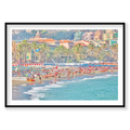 Varazze Beach, Italian Riviera, Horizontal Print, black Victorian Ash frame