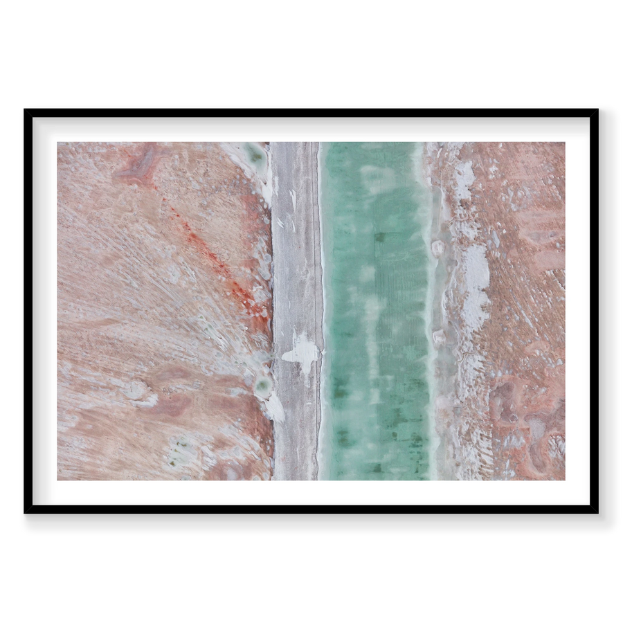 Verdigris, Great Salt Lake, Horizontal Print, black Victorian Ash frame