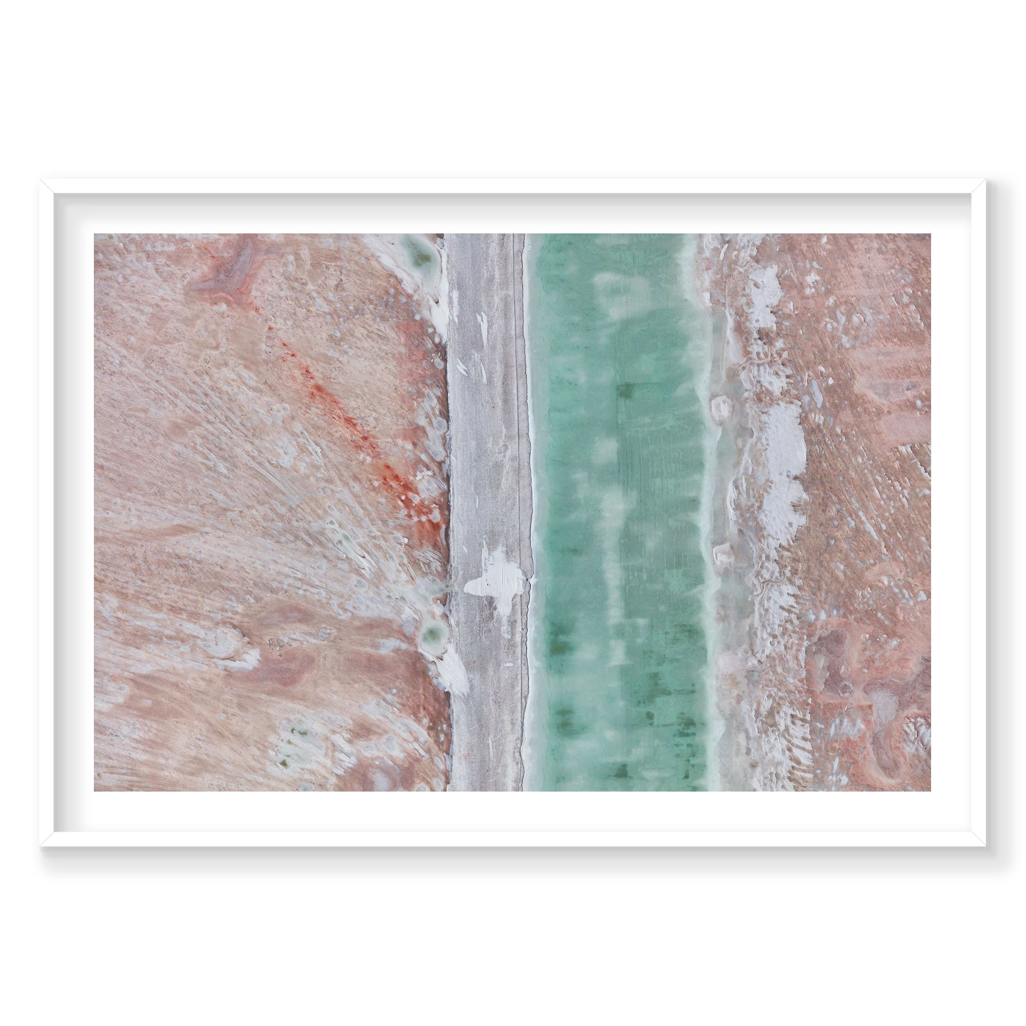 Verdigris, Great Salt Lake, Horizontal Print, white Victorian Ash frame