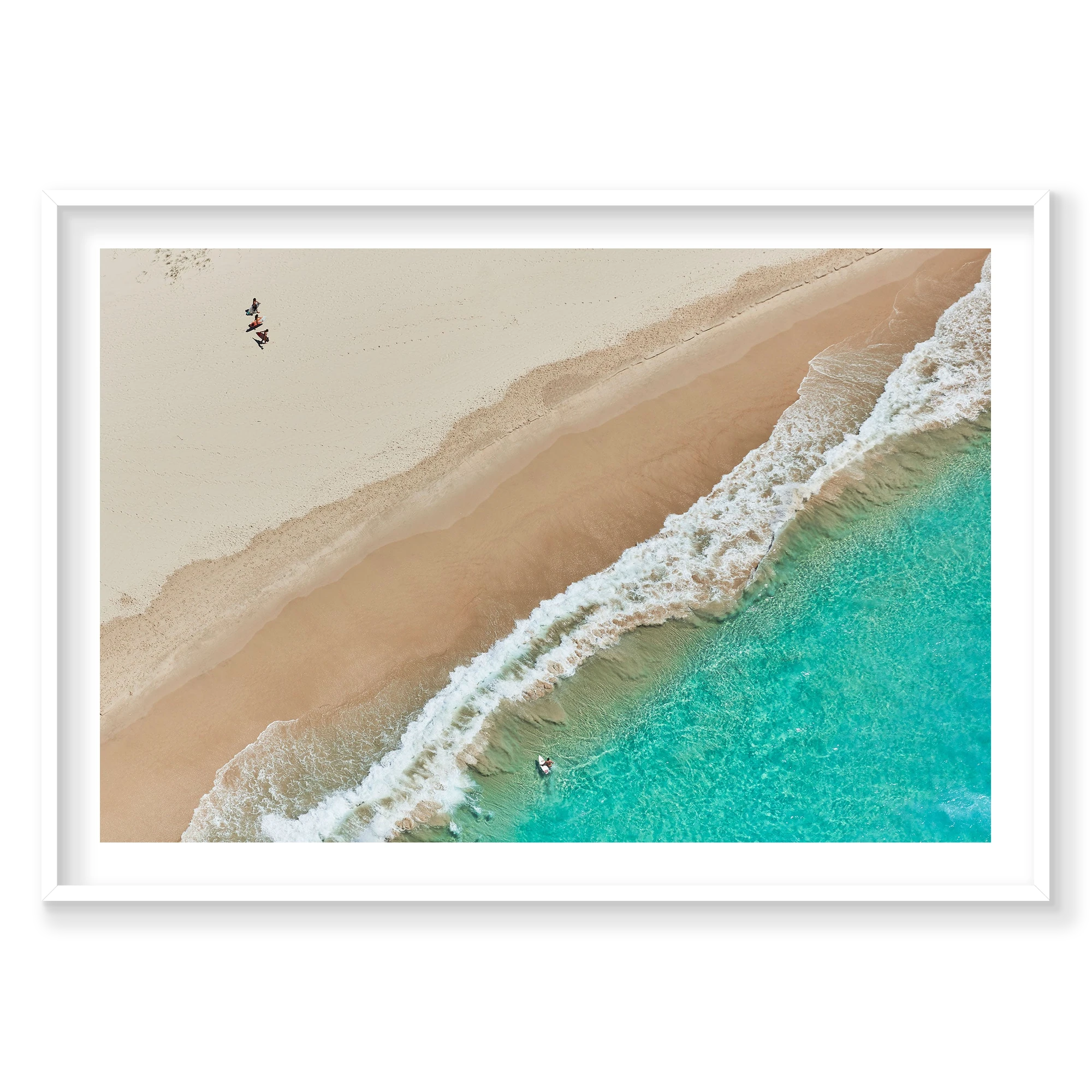 Wategos Surfers, Byron Bay, Horizontal Print, white Victorian Ash frame
