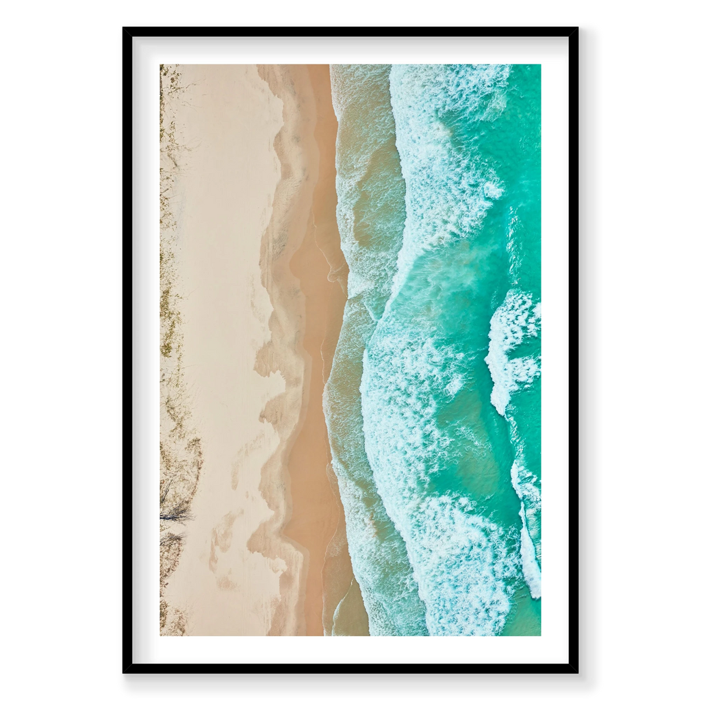 Waves, Byron Bay, Vertical Print, black Victorian Ash frame