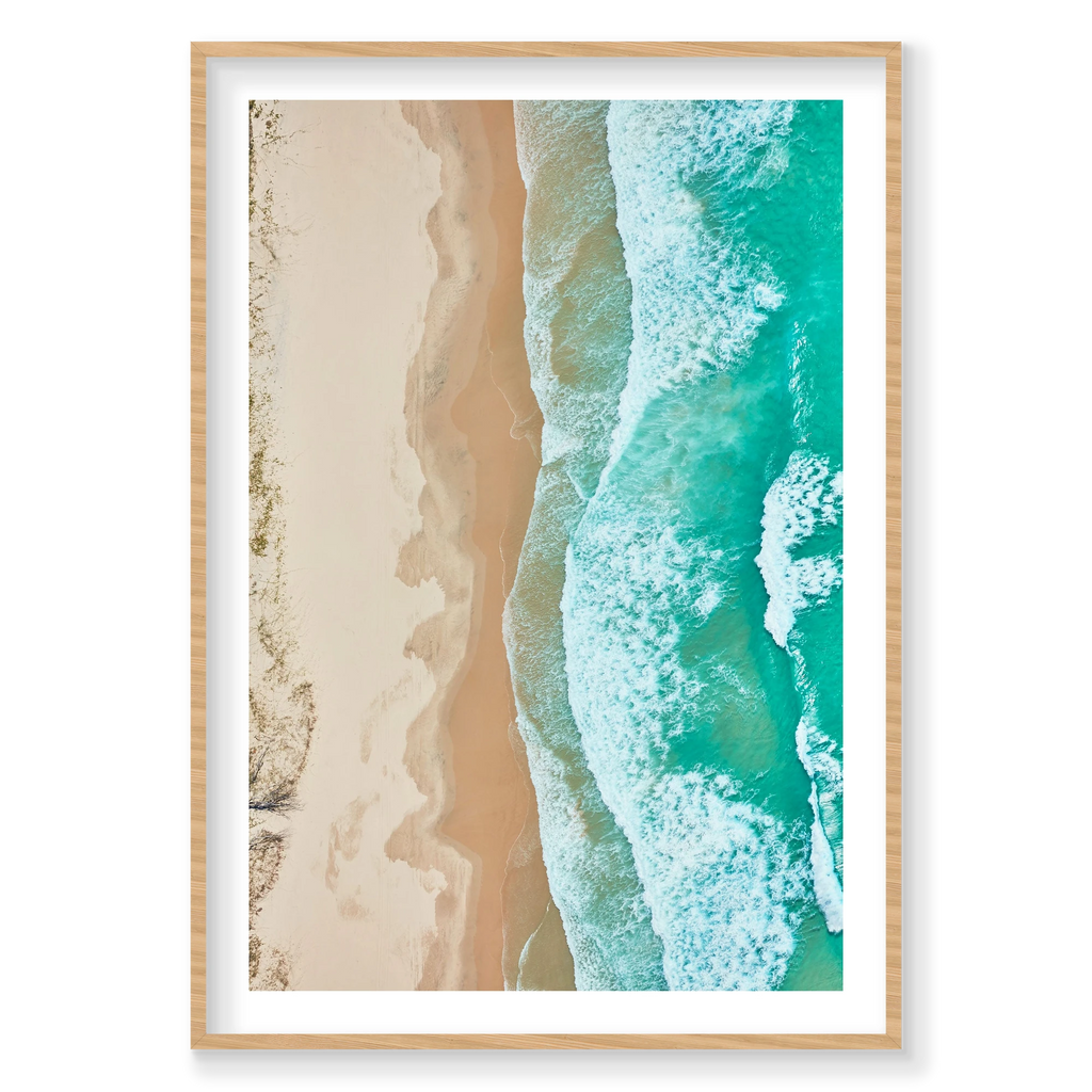Waves, Byron Bay, Vertical Print, natural Victorian Ash frame