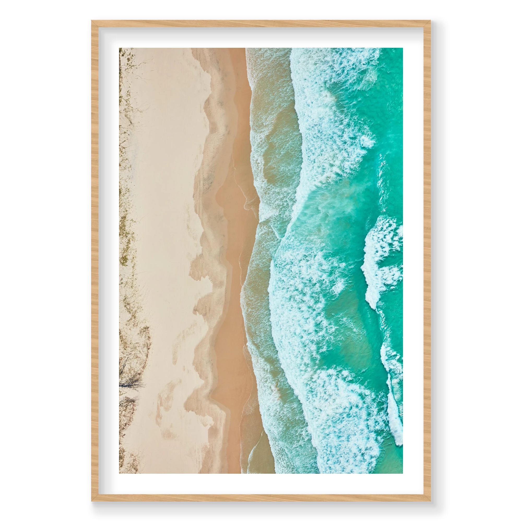 Waves, Byron Bay, Vertical Print, natural Victorian Ash frame