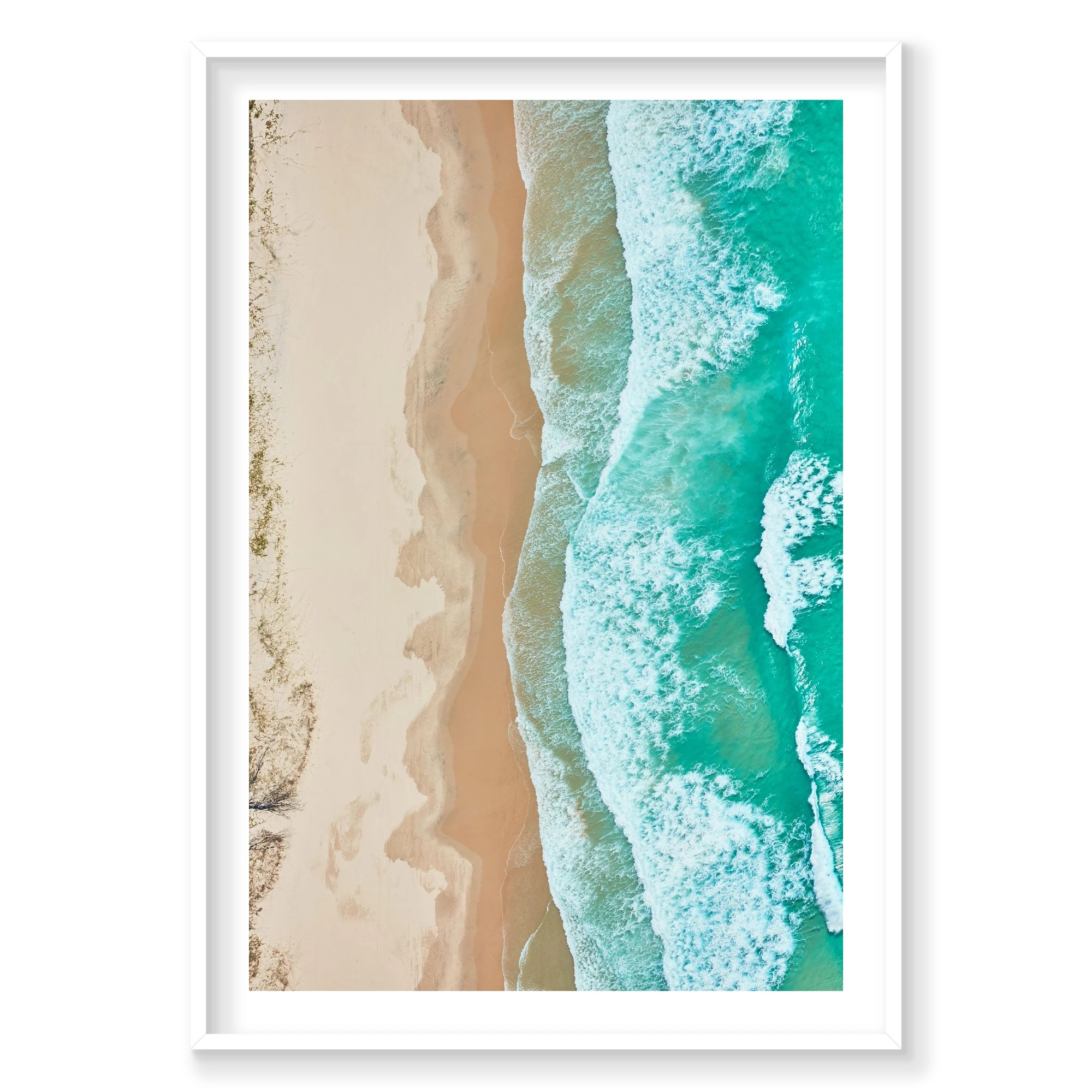Waves, Byron Bay, Vertical Print, white Victorian Ash frame