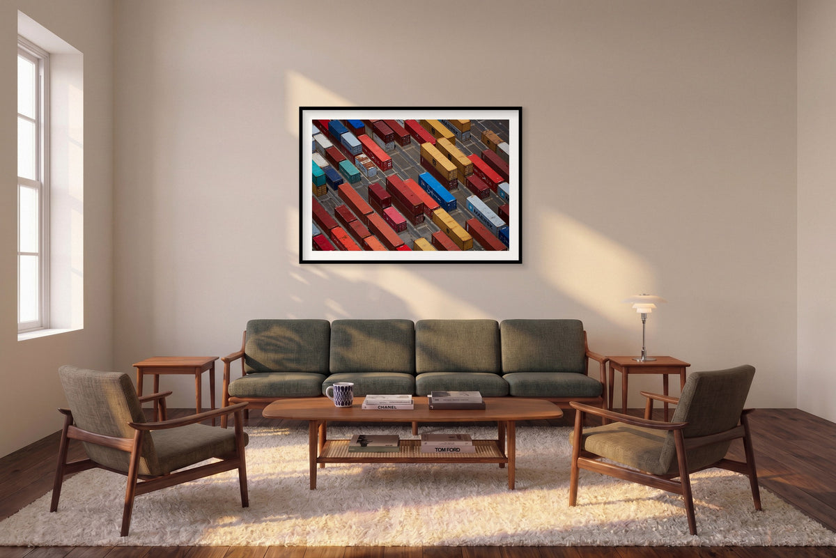 Weathered, Botany Bay, Horizontal Print shown framed in a living room