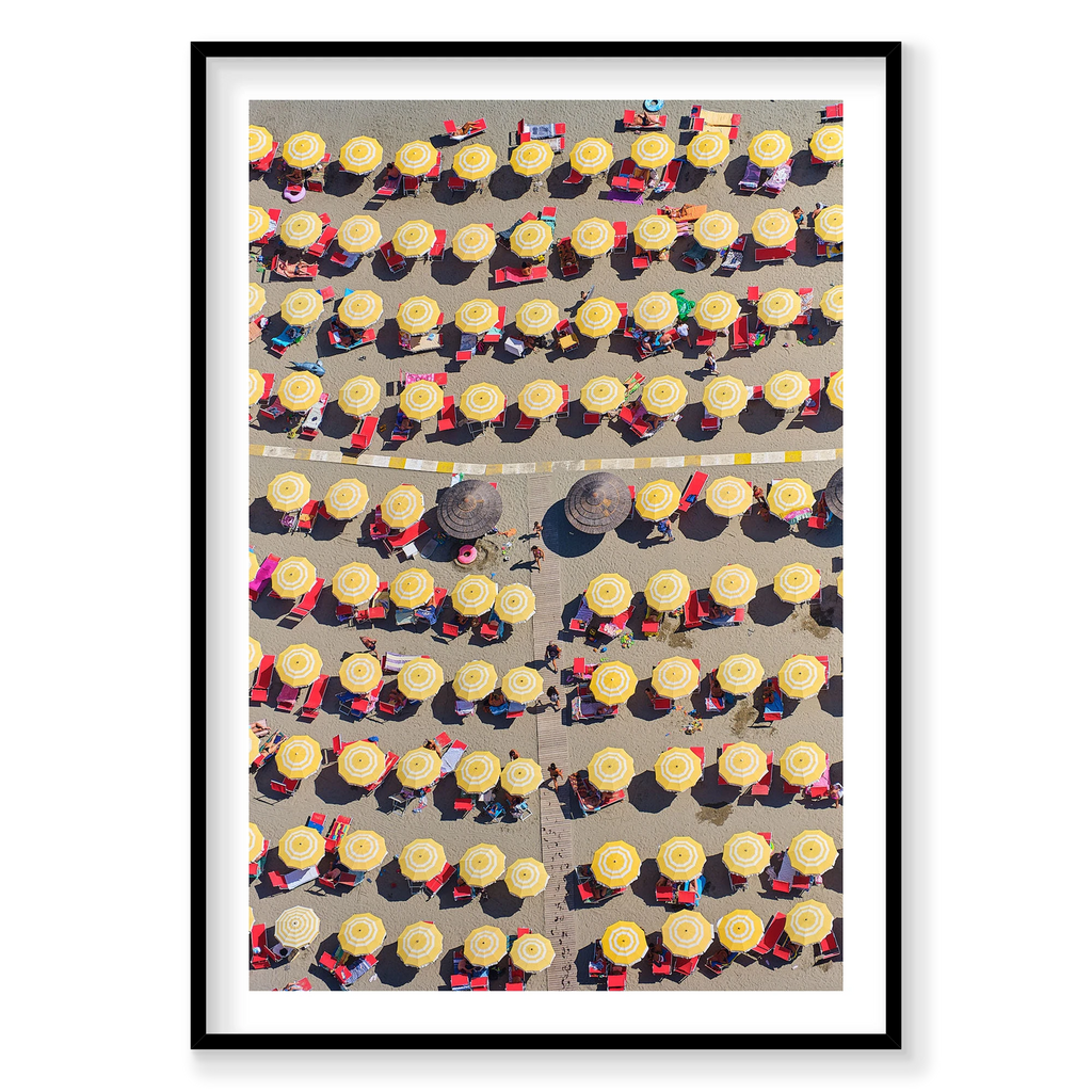 Yellow & White, Italy, Vertical Print, black Victorian Ash frame
