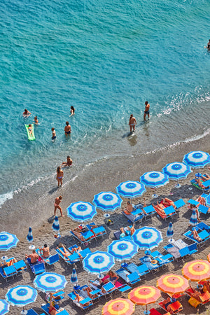 Blue Umbrellas Positano, Italy, Vertical Print